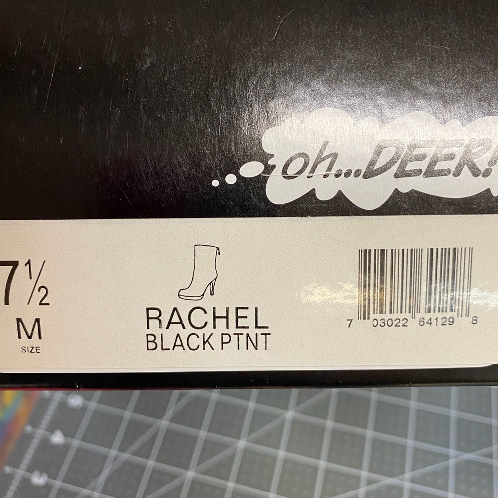 Oh Deer! Black Patent Red Bottom Boots - Picture 9 of 9
